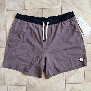 Vuori Men's Kore Shorts in Mauve with Black Waistband